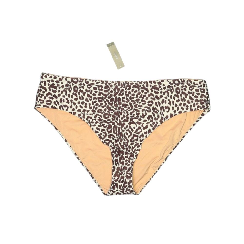 J Crew 3X Bathing Suit Bottom Animal Print  Brown Cream NWT